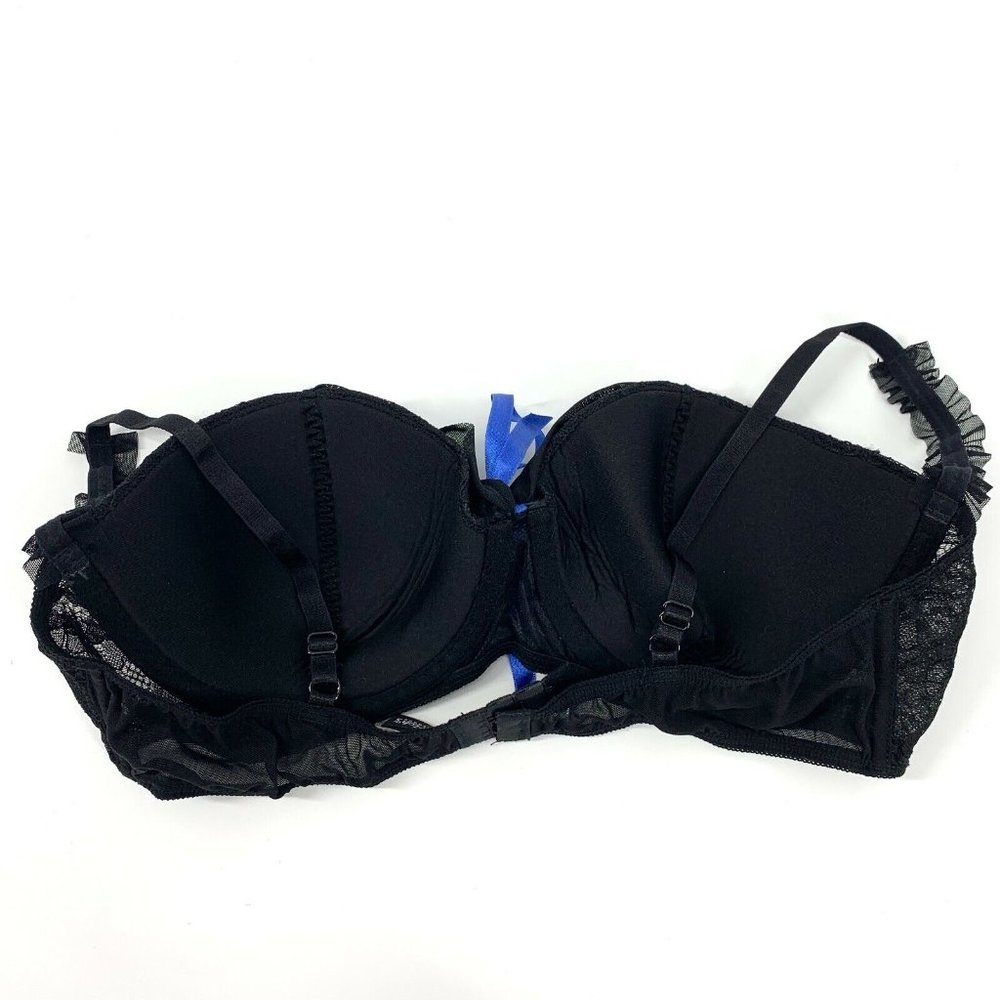 Frederick's Of Hollywood Bra Black Lace Floral Mesh Underwire Womens - Picture 4 of 7